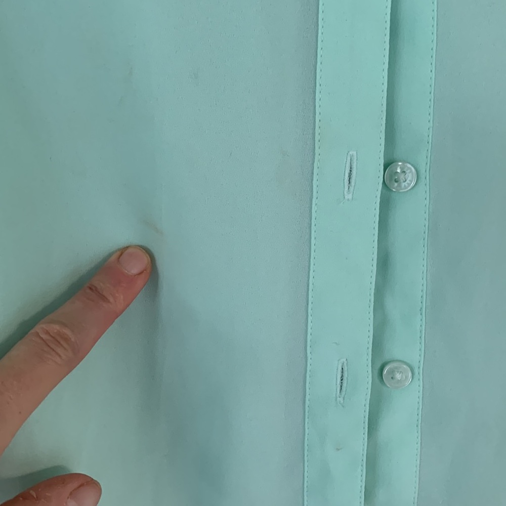 Express Turquoise Button-Up Blouse - Picture 5 of 7